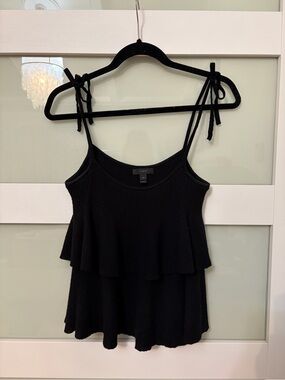 J. Crew Black Tiered Tie-Strap Camisole
